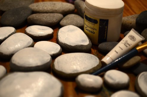 painting stones white in preparation